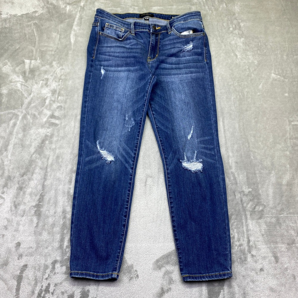 Judy Blue Distressed Relaxed Fit Jeans Dark Wash Sz 11/30 Grunge Retro Preppy